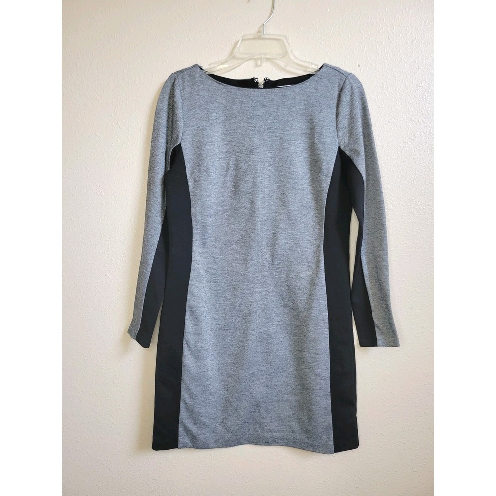 Michael Kors Women's Long Sleeve Dress Bodycon Back Zipper‎ Black Gray Sz 6